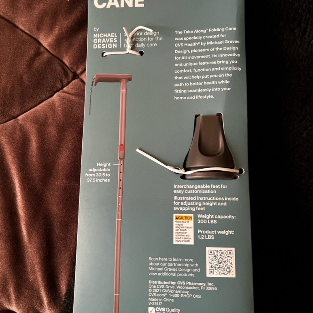 New CVS Health take along Red Folding Cane - Picture 4 of 5